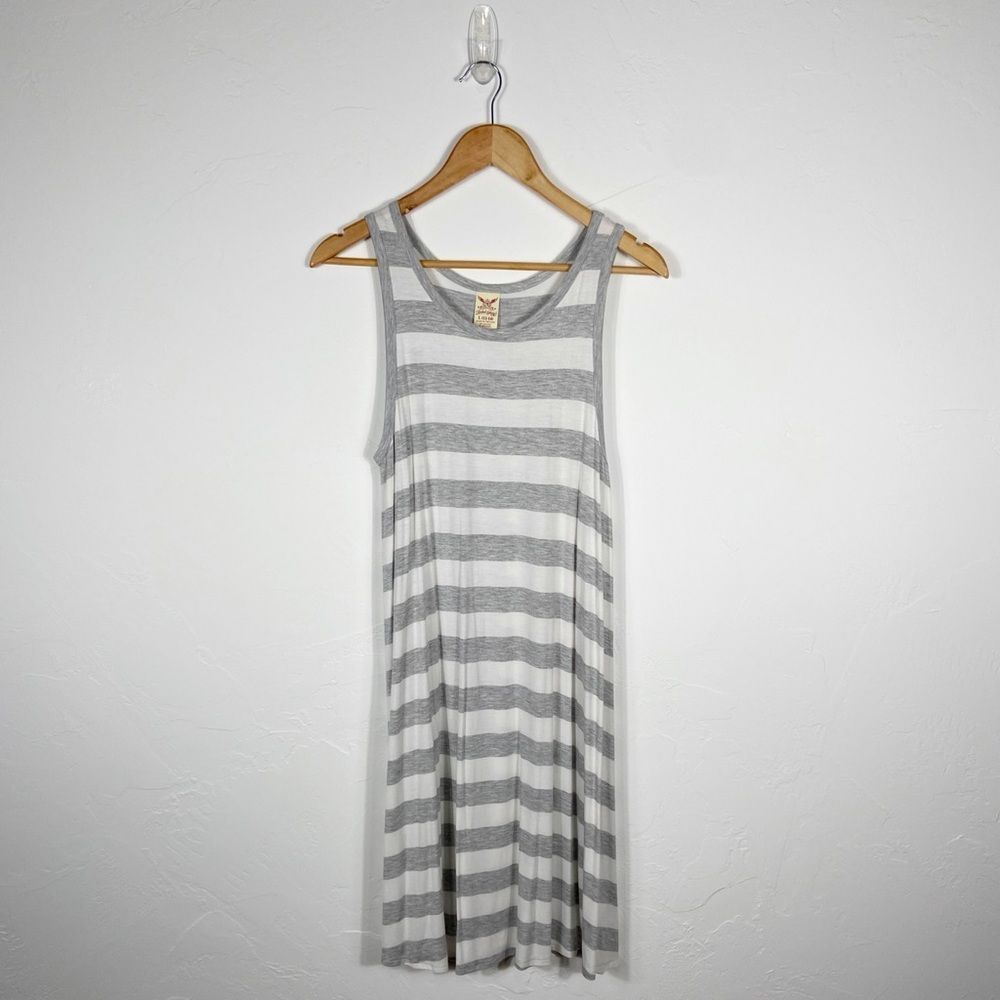 NWT Faded Glory Sleeveless Gray and White Midi Dress